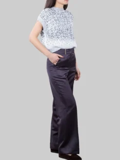 Outlet PESERICO PANTALONI IN MISTO LINO E VISCOSA SCURO CON RISVOLTI AL FONDO Blu