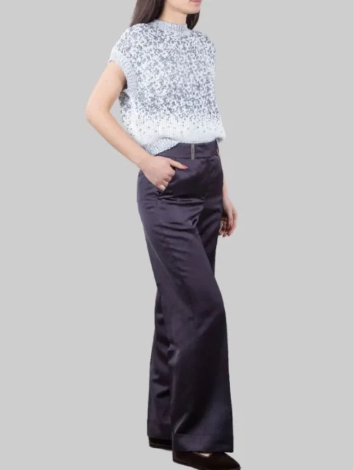 Outlet PESERICO PANTALONI IN MISTO LINO E VISCOSA SCURO CON RISVOLTI AL FONDO Blu
