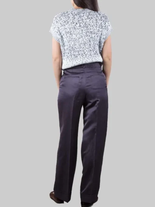 Outlet PESERICO PANTALONI IN MISTO LINO E VISCOSA SCURO CON RISVOLTI AL FONDO Blu