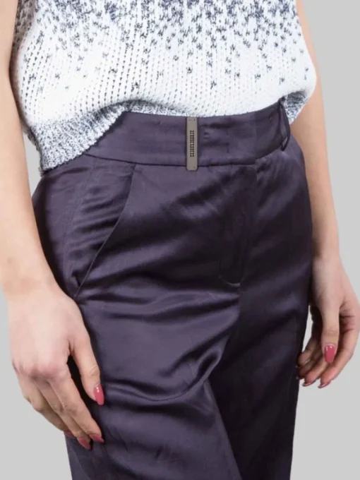 Outlet PESERICO PANTALONI IN MISTO LINO E VISCOSA SCURO CON RISVOLTI AL FONDO Blu