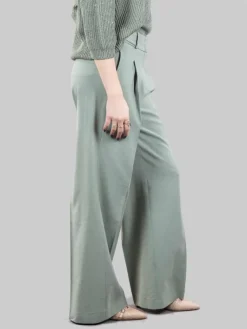 New PESERICO PANTALONI IN MISTO LINO E COTONE CON PUNTI LUCE Verde