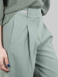 New PESERICO PANTALONI IN MISTO LINO E COTONE CON PUNTI LUCE Verde