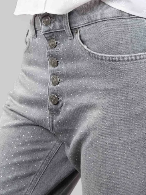 Online DONDUP PANTALONI KOONS GRIGI LOOSE FIT CON STRASS ALL OVER Grigio