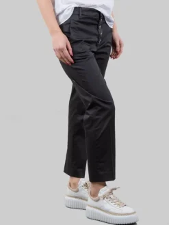 New DONDUP PANTALONI NIMA NERI IN COTONE ELASTICIZZATO CON BOTTONI GIOIELLO Nero