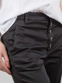 New DONDUP PANTALONI NIMA NERI IN COTONE ELASTICIZZATO CON BOTTONI GIOIELLO Nero