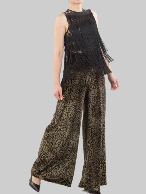 Discount PHO FIRENZE PANTALONI PALAZZO IN TESSUTO EFFETTO CINIGLIA Animalier
