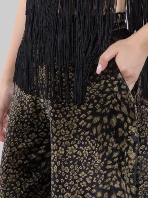 Discount PHO FIRENZE PANTALONI PALAZZO IN TESSUTO EFFETTO CINIGLIA Animalier