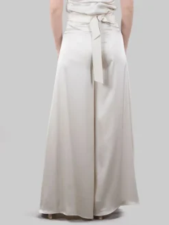Discount HANITA PANTALONI PALAZZO IN RASO FLUIDO A VITA ALTA Avorio