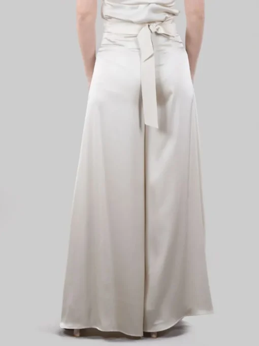 Discount HANITA PANTALONI PALAZZO IN RASO FLUIDO A VITA ALTA Avorio