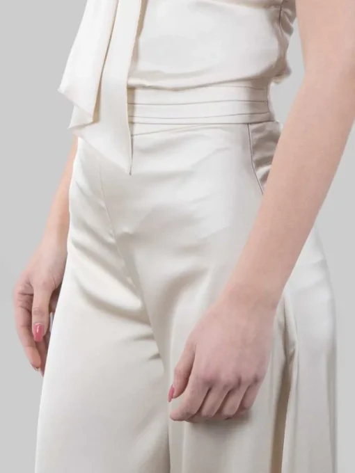 Discount HANITA PANTALONI PALAZZO IN RASO FLUIDO A VITA ALTA Avorio