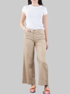 Fashion CIGALA'S PANTALONI PALAZZO CROPPED MODELLO 5 TASCHE IN MISTO LINO E COTONE Sabbia