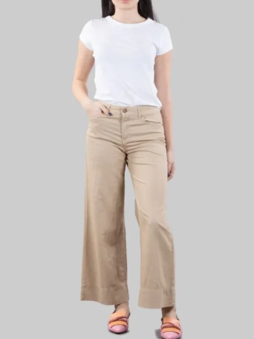 Fashion CIGALA'S PANTALONI PALAZZO CROPPED MODELLO 5 TASCHE IN MISTO LINO E COTONE Sabbia