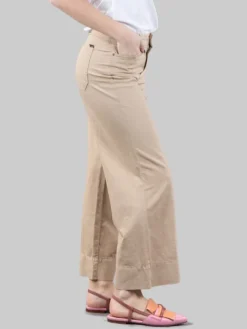 Fashion CIGALA'S PANTALONI PALAZZO CROPPED MODELLO 5 TASCHE IN MISTO LINO E COTONE Sabbia