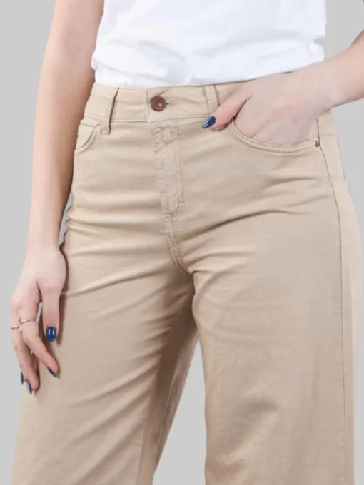 Fashion CIGALA'S PANTALONI PALAZZO CROPPED MODELLO 5 TASCHE IN MISTO LINO E COTONE Sabbia
