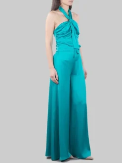 Clearance HANITA PANTALONI PALAZZO VERDE BALMAIN IN RASO FLUIDO A VITA ALTA Verdebalmain