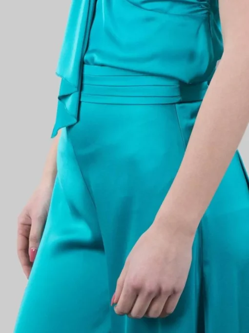 Clearance HANITA PANTALONI PALAZZO VERDE BALMAIN IN RASO FLUIDO A VITA ALTA Verdebalmain