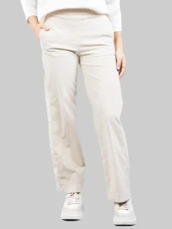 Fashion CIGALA'S PANTALONI RELAXED CHINO A VITA ALTA IN VELLUTO ELASTICIZZATO Panna