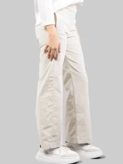 Fashion CIGALA'S PANTALONI RELAXED CHINO A VITA ALTA IN VELLUTO ELASTICIZZATO Panna