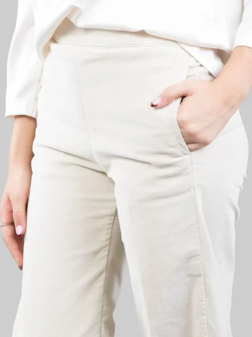 Fashion CIGALA'S PANTALONI RELAXED CHINO A VITA ALTA IN VELLUTO ELASTICIZZATO Panna