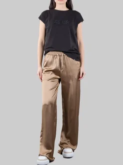 Fashion HERNO PANTALONI SPORTIVI IN SATIN CON ELASTICO IN VITA Sabbia
