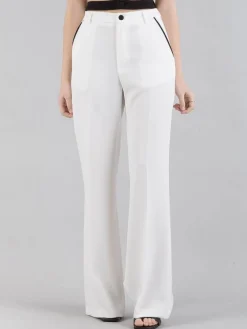 New HANITA PANTALONI VITA ALTA IN TESSUTO ELASTICIZZATO Panna