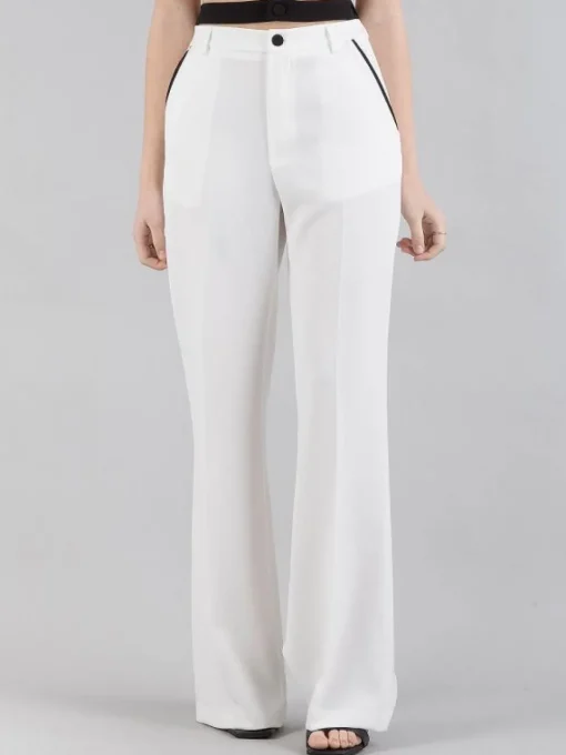 Clearance RED VALENTINO PANTALONI VITA ALTA PALAZZO IN GABARDINA DI LANA E VISCOSA SMOKE Grigio