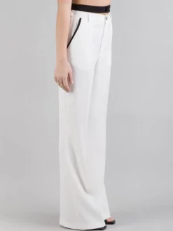 Clearance RED VALENTINO PANTALONI VITA ALTA PALAZZO IN GABARDINA DI LANA E VISCOSA SMOKE Grigio