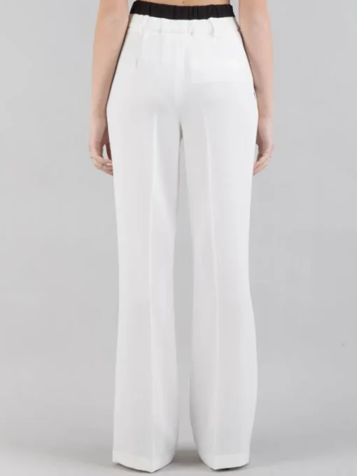 Clearance RED VALENTINO PANTALONI VITA ALTA PALAZZO IN GABARDINA DI LANA E VISCOSA SMOKE Grigio