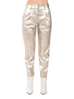 Fashion ANIYE BY PANTALONI ZELMA IN ECOPELLE STAMPA COCCO Oro