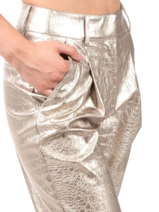 Fashion ANIYE BY PANTALONI ZELMA IN ECOPELLE STAMPA COCCO Oro