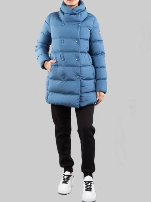Outlet COLMAR ORIGINALS PIUMINO IN TESSUTO ELASTICIZZATO CON COLLO ALTO Azzurro