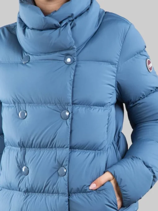 Outlet COLMAR ORIGINALS PIUMINO IN TESSUTO ELASTICIZZATO CON COLLO ALTO Azzurro