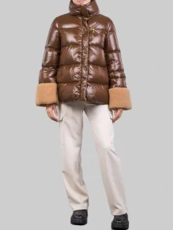 Sale FAY PIUMINO MODELLO CAPPA CON POLSINI EFFETTO SHEARLING Marrone