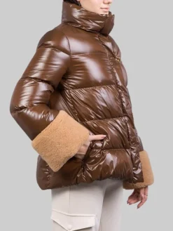 Sale FAY PIUMINO MODELLO CAPPA CON POLSINI EFFETTO SHEARLING Marrone