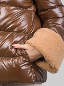 Sale FAY PIUMINO MODELLO CAPPA CON POLSINI EFFETTO SHEARLING Marrone