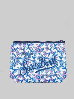 New MC2 SAINT BARTH POCHETTE ALINE IN SCUBA A FLOREALE SU FONDO BIANCO Fantasia