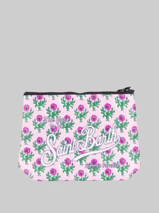 Hot MC2 SAINT BARTH POCHETTE ALINE IN SCUBA A FANTASIA FLOREALE SU FONDO Rosa