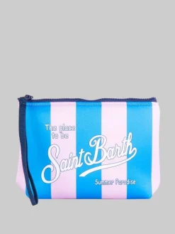 New MC2 SAINT BARTH POCHETTE ALINE IN SCUBA A RIGHE AZZURRO E ROSA Celesteerosa