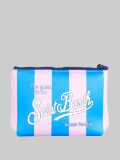 New MC2 SAINT BARTH POCHETTE ALINE IN SCUBA A RIGHE AZZURRO E ROSA Celesteerosa