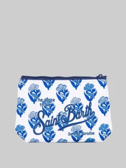 Best MC2 SAINT BARTH POCHETTE ALINE IN SCUBA CON FIORI INDACO JAIPUR BIANCA E BLU Biancoeblu