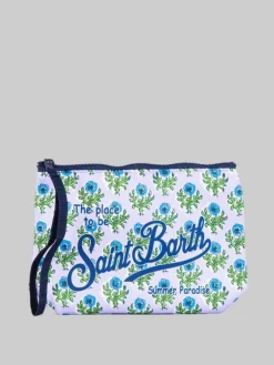 Online MC2 SAINT BARTH POCHETTE IN SCUBA A FANTASIA FLOREALE SU FONDO LILLA Viola