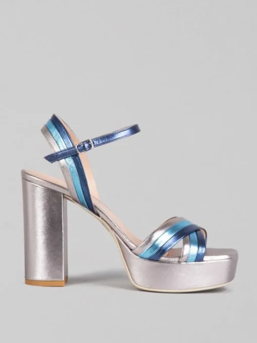 Discount SERGIO CIMADAMORE SANDALI IN PELLE LAMINATA MULTICOLORE Blu