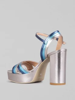 Discount SERGIO CIMADAMORE SANDALI IN PELLE LAMINATA MULTICOLORE Blu
