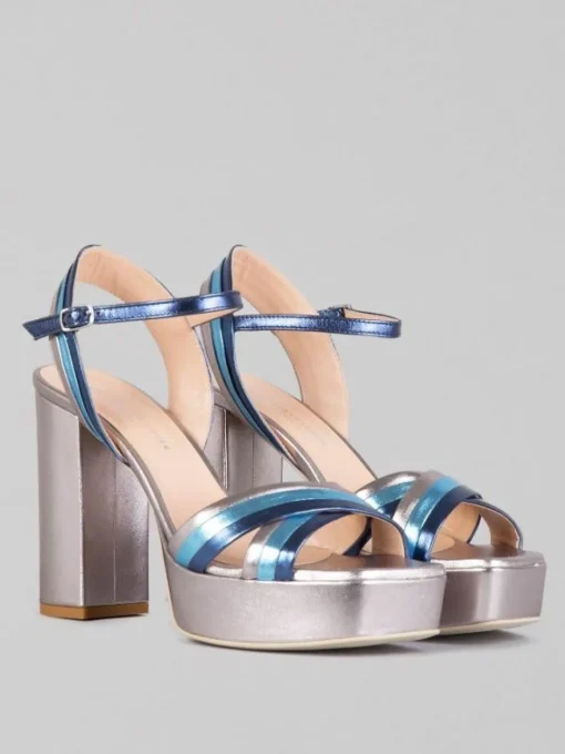 Discount SERGIO CIMADAMORE SANDALI IN PELLE LAMINATA MULTICOLORE Blu