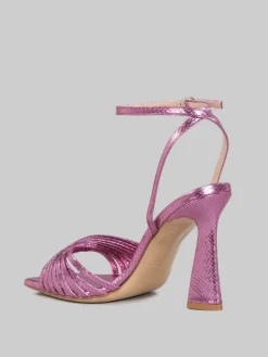 Online SERGIO CIMADAMORE SANDALI IN PELLE LAMINATA EFFETTO VIPER Rosa