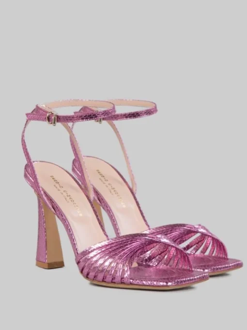 Online SERGIO CIMADAMORE SANDALI IN PELLE LAMINATA EFFETTO VIPER Rosa