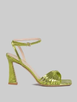 Fashion SERGIO CIMADAMORE SANDALI IN PELLE LAMINATA EFFETTO VIPER LIME Verde
