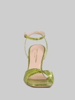 Fashion SERGIO CIMADAMORE SANDALI IN PELLE LAMINATA EFFETTO VIPER LIME Verde