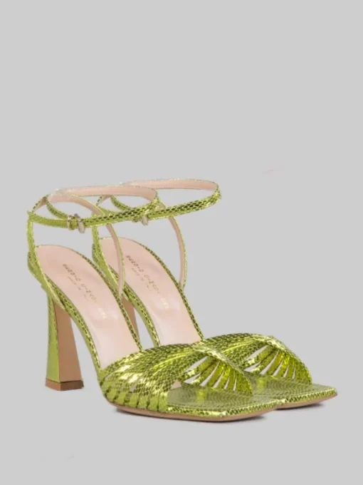 Fashion SERGIO CIMADAMORE SANDALI IN PELLE LAMINATA EFFETTO VIPER LIME Verde
