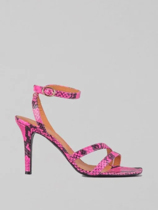 Clearance VIA ROMA 15 SANDALI IN PELLE STAMPA PITONE FLUO Rosa